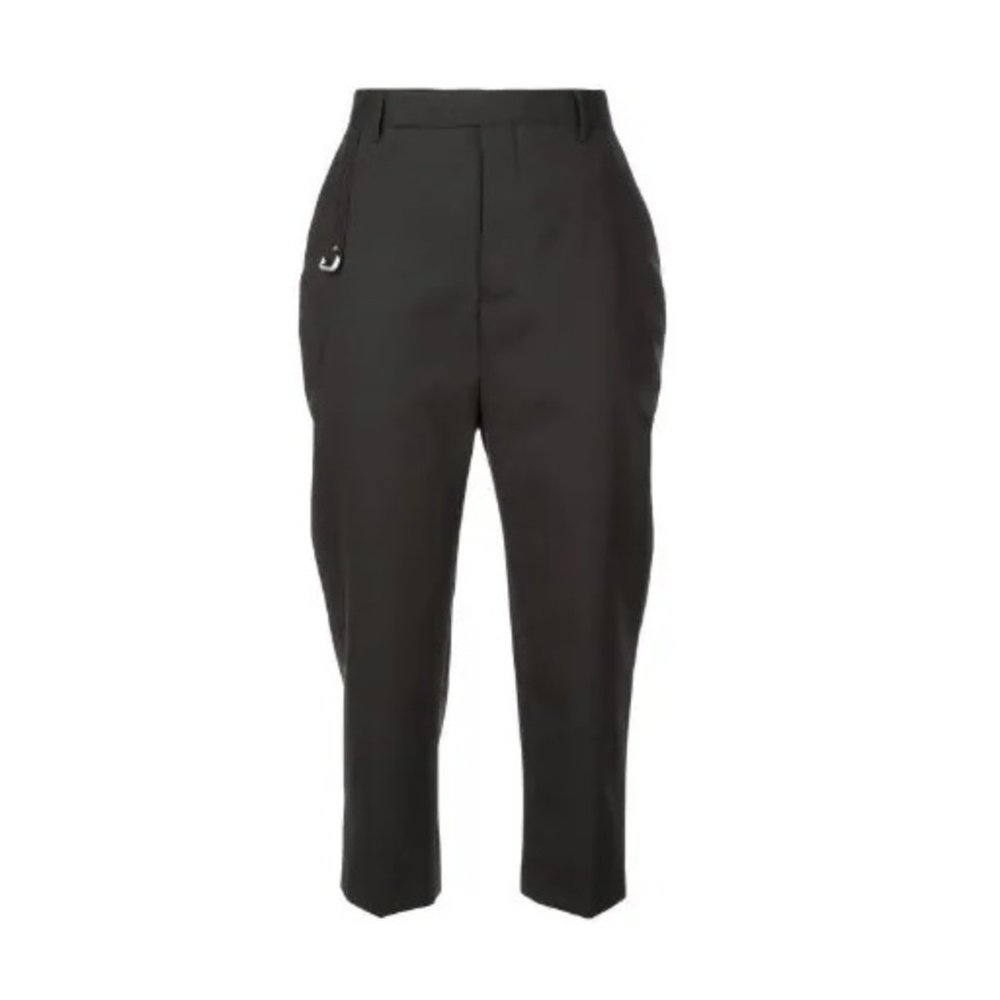 RICK OWENS SS19 BABEL  Black Easy Astaire Wool Trousers with hardware -  IT 44